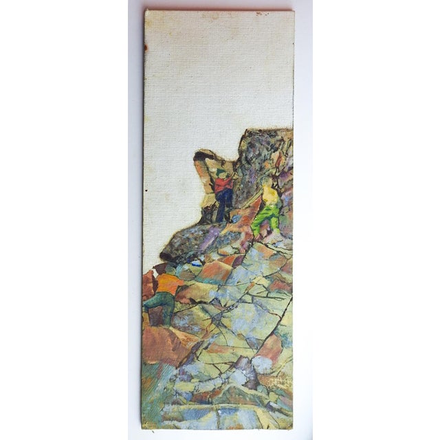 Contemporary Mid 20th Century Rock Climbers Painting For Sale - Image 3 of 4