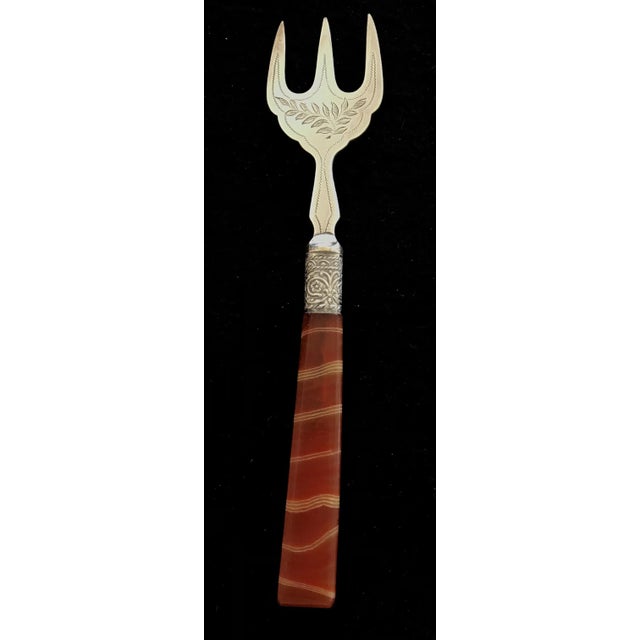 English Mid 20th Century British Bread Fork Silver/Red For Sale - Image 3 of 8