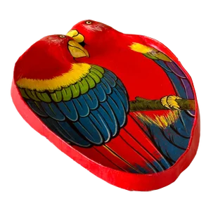 1980’s Tropical Coastal Hand Painted Paper Mache Parrot Tray