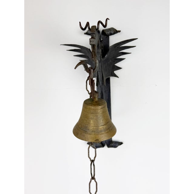 Black Vintage Gothic Style Wrought Iron Wall-Mounted Dragon Doorbell, 1950s For Sale - Image 8 of 15