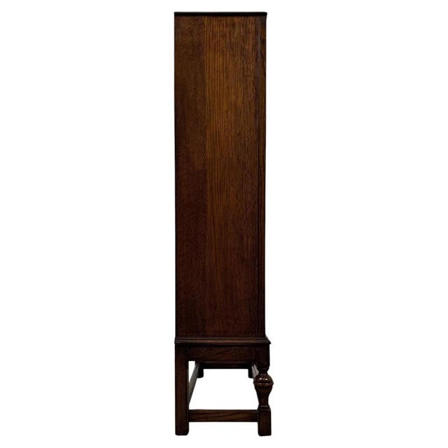 Wood Antique English Oak Glazed Display Cabinet, 1900s For Sale - Image 7 of 12
