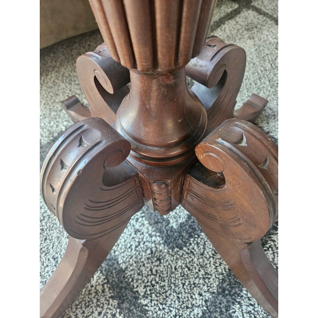Brown Vintage Carved Wood Pedestal Stand For Sale - Image 8 of 15