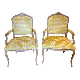 Pair of Contemporary French Bergere Arm Chairs For Sale