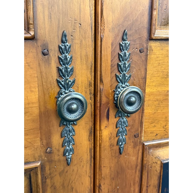 Brown Drexel Pinehurst Farmhouse Style Paint Decorated Armoire For Sale - Image 8 of 12