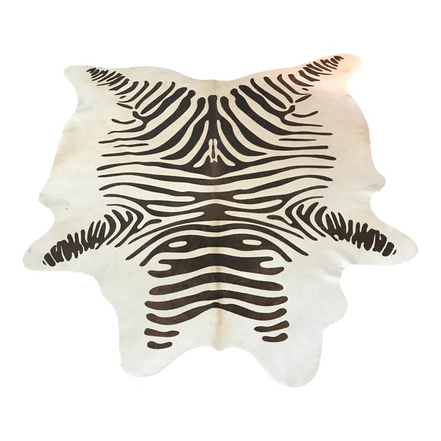 Zebra Print Cowhide Rug 6′4″ × 7′6″ Chairish