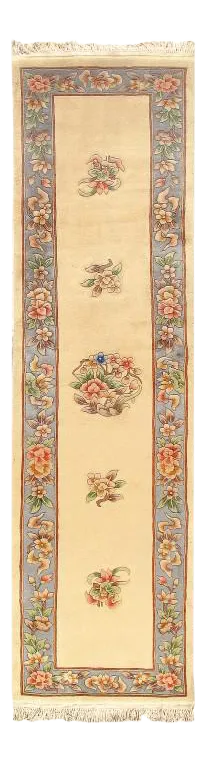 Pasargad Beige Hand Knotted Chinese Peking Runner- 2′7″ × 11′2″