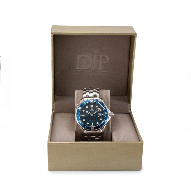 Silver Omega Seamaster Diver 300m 41mm 2221.80 Blue Dial Stainless Steel Quartz Watch For Sale - Image 8 of 9