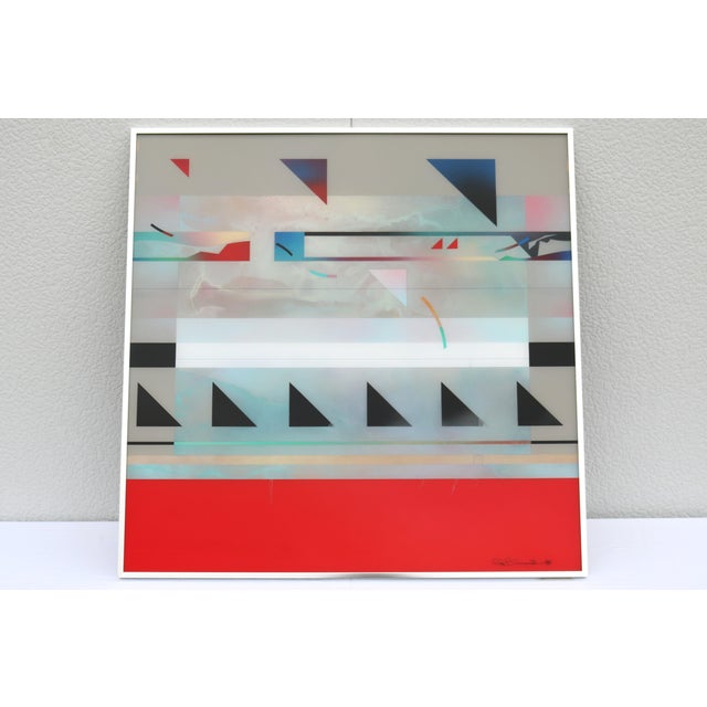 Fabulous 1988 Richard Hammond Flight-3 abstract expressionism artwork, enamel dyes, and resin on plexiglass. Signed on the...