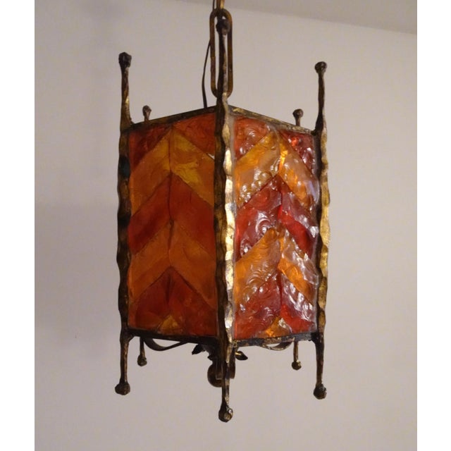 Metal Mid-Century Modern Brutalist Glass Pendant from Poliarte, 1970s For Sale - Image 7 of 16