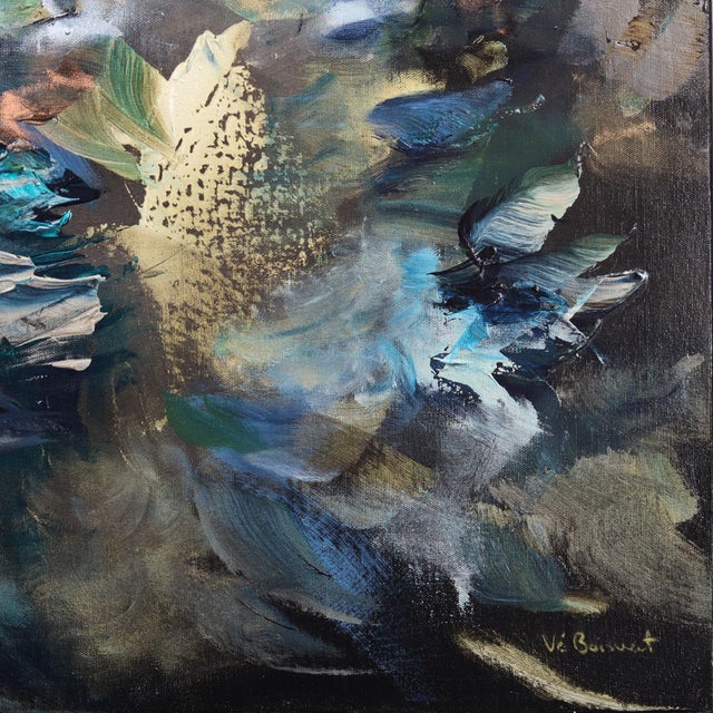 Follow Your Intuition - Cool Tone Abstract Textural Acrylic Painting on Canvas by Vè Boisvert For Sale - Image 4 of 9