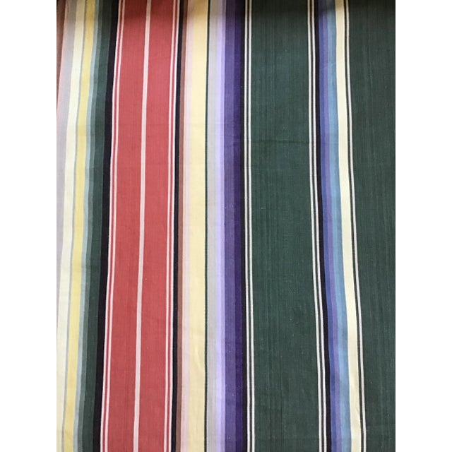 Vintage Schumacher Green Multicolor Cotton Stripe Upholstery Fabric - 600250 4 Yards For Sale