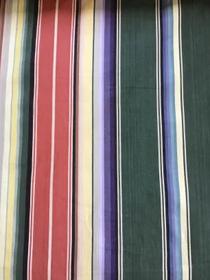 Vintage Schumacher Green Multicolor Cotton Stripe Upholstery Fabric - 600250 4 Yards