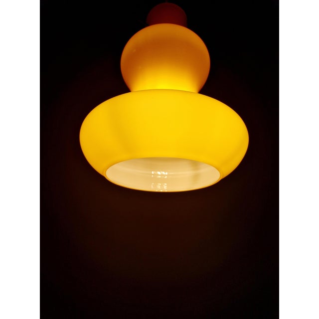 Vintage Yellow Opaline Glass Pendant Light, Italy, 1960s For Sale - Image 12 of 14