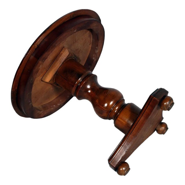 Art Deco Round Side Table in Solid Walnut & Burl Walnut For Sale - Image 4 of 5