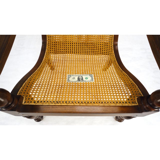 Solid Turned Teak Mid Century Modern Cane Back Lounge Chair MINT For Sale - Image 15 of 18