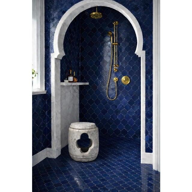 Stone White Marble Shower Garden Stool For Sale - Image 7 of 7