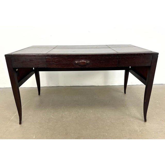 Campaign Late 20th Century Eric Brand for Mulholland Brothers Leather Top Campaign Writing Desk For Sale - Image 3 of 12