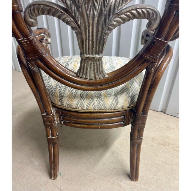 Wood Vintage Palm Beach Regency Dorothy Draper Style Faux Bamboo Accent Chair For Sale - Image 7 of 9