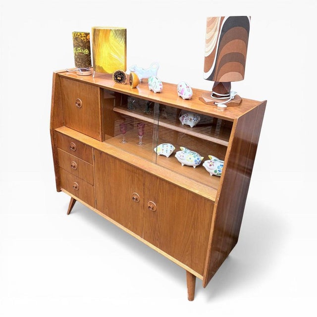 Wood Mid-Century Oak and Walnut Drinks Cabinet from Priory For Sale - Image 7 of 10