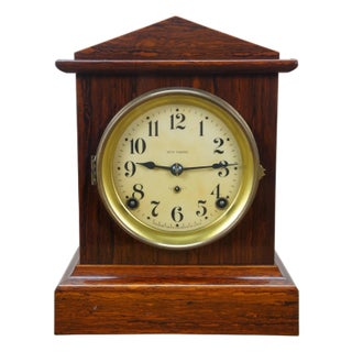 Antique Seth Thomas Dana Burl Walnut Adamantine Mantel Clock 11" For Sale