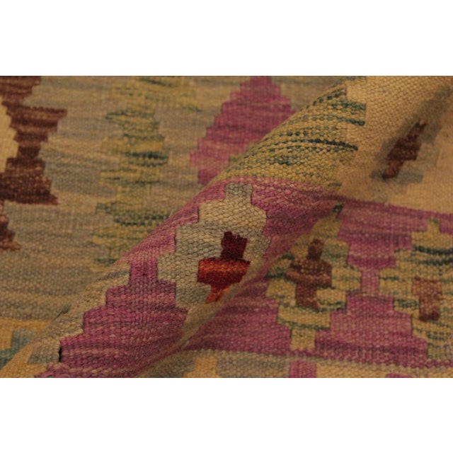 1990s 1990s 1990s Kilim Gray Purple Wool Rug - 5'0" X 6'8" For Sale - Image 5 of 7
