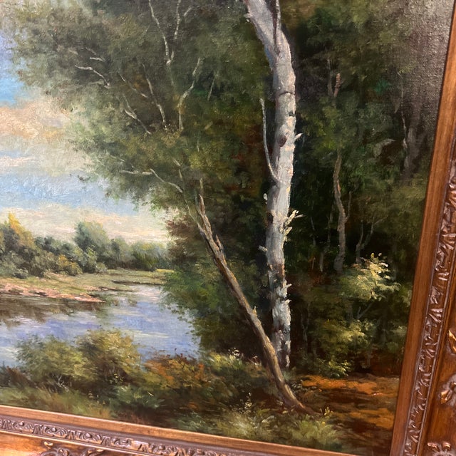 1980s European School Oil on Canvas Signed Framed Landscape Painting Impressionist Style For Sale In Washington DC - Image 6 of 12
