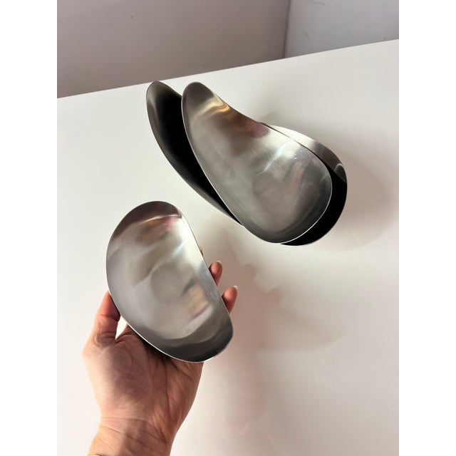 Metal Leaf Serving Bowls by Helle Damkjær for Georg Jensen, Set of 3 For Sale - Image 7 of 10