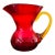 Vintage Art Glass Pitcher Attributed to Blenko Ruby Red With Amber Handle Mid Century Modern For Sale