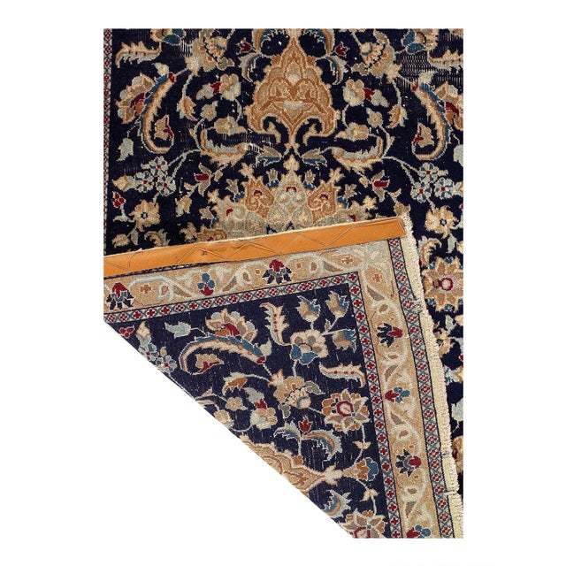 Traditional Pasargad DC Navy Blue Handknotted Silk & Wool Rug For Sale - Image 3 of 3
