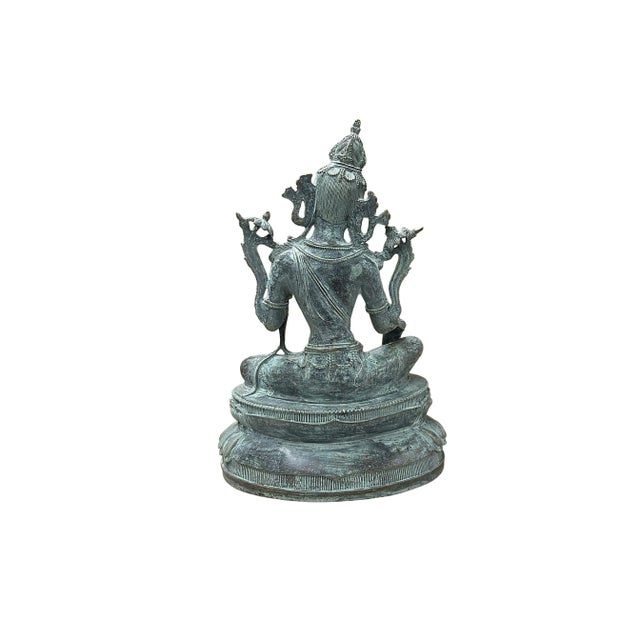Chinese Rustic Oxidized Patina GuanYin Bodhisattva Metal Buddha Statue For Sale - Image 4 of 7