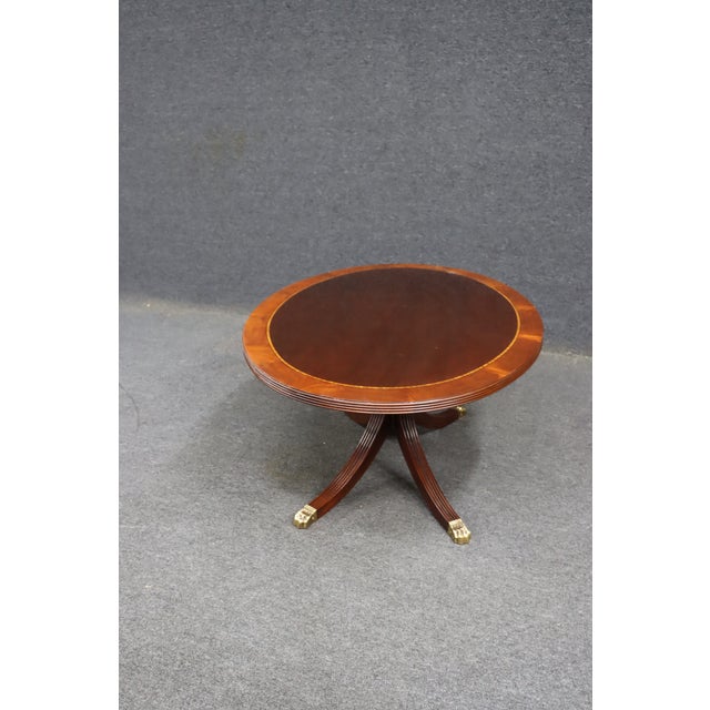 Henkel Harris Oval Mahogany Coffee Table With Banded Inlaid Top For Sale - Image 14 of 17