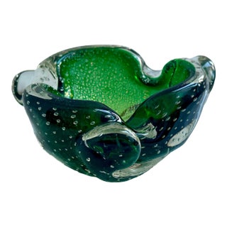 1950s Alfredo Barbini Murano Art Glass Bowl Bullicante & Gold Polveri For Sale