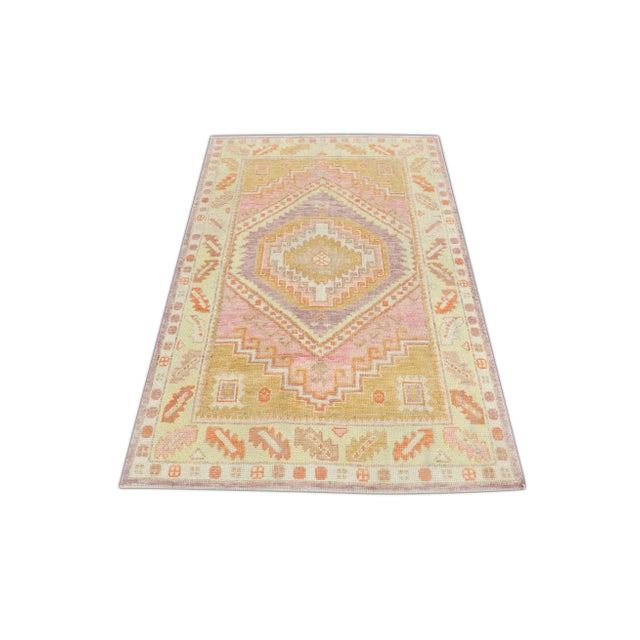 Modern Turkish Oushak Rug 4'1" x 6' For Sale In Houston - Image 6 of 7