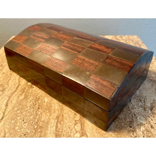 Vintage Mixed Metal and Rosewood Box Made in Italy For Sale - Image 4 of 7
