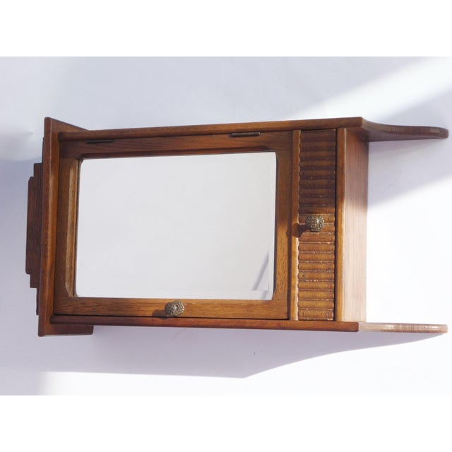 Small Antique Art Deco Wooden Wall Cabinet with Beveled Mirror, 1920s For Sale - Image 9 of 11