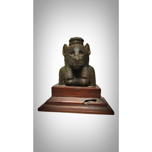 Egyptian Bronze Seckhmet Lion-Headed Goddess Figure For Sale - Image 11 of 18