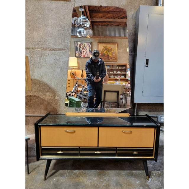 1950's Mid-Century Modern Vanity With Mirror & Lacquer Finish For Sale - Image 12 of 12