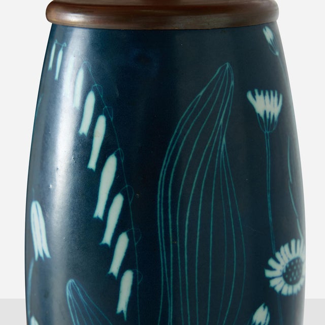 1950s Floral Motif Table Lamp by Hertha Bengtsson for Rörstrand For Sale - Image 13 of 15