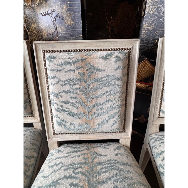French 1930s Jean-Michel FrankLouis XVI Style, 4 Dining Side Chairs, Parchment, France For Sale - Image 3 of 17
