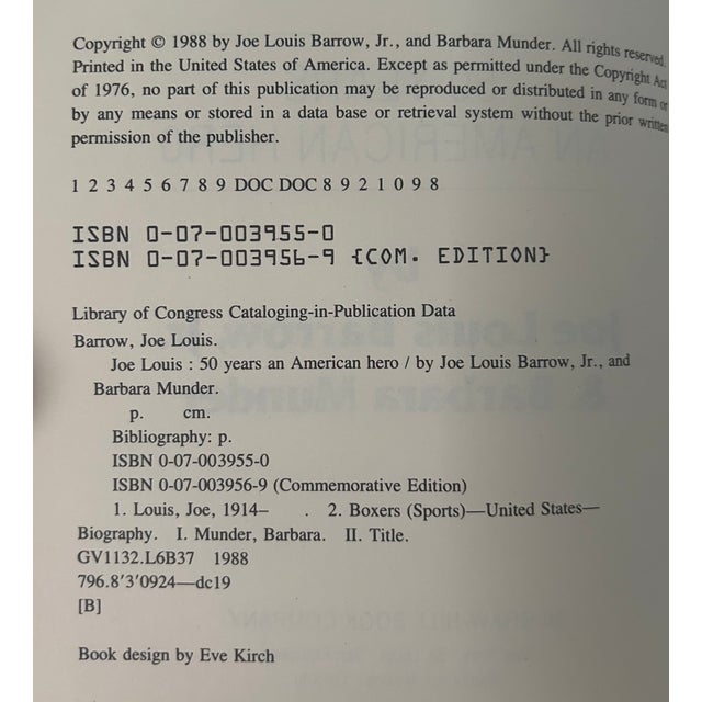 Joe Louis 50 Years an American Hero Autographed First Edition, Hard Cover For Sale - Image 9 of 12