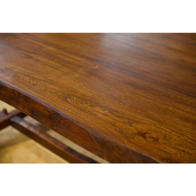 Brown Vintage Brutalist Elm Table by Aranjou, 1950s For Sale - Image 8 of 14
