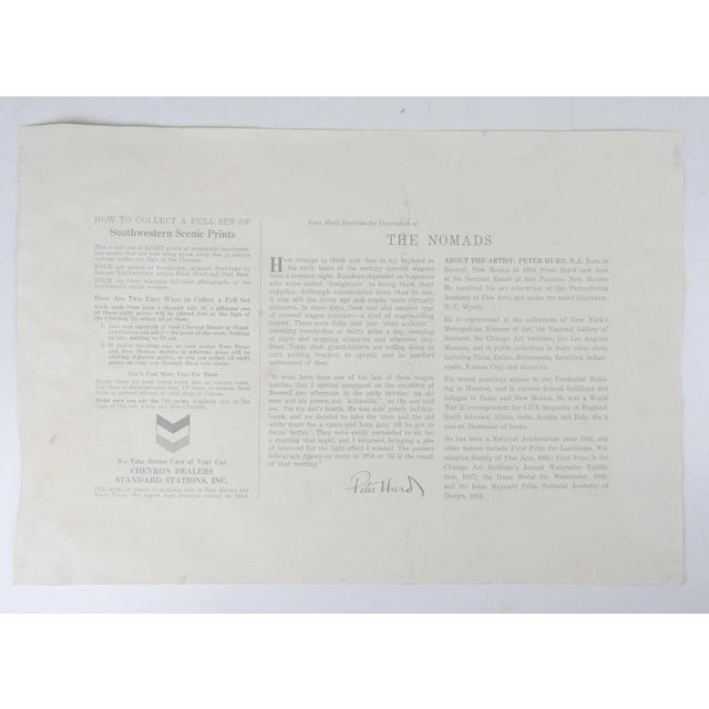 Vintage mid 20th century "The Nomads" print on paper by Peter Hurd (1904 - 1984) New Mexico. This print was a premium give...