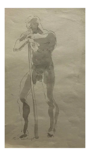1950s Robert Courtright Male Nude Watercolor