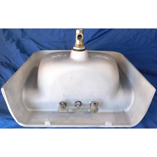 1973 Vintage "Standard" Clair De Lune Blue Cast Iron & Porcelain Wall-Mounted Sink For Sale - Image 16 of 18