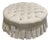 Ethan Allen Beige Tufted & Pleated Round Ottoman For Sale