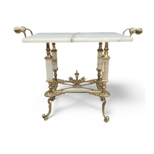 Antique Oscar Bach Ornate Bronze and ONYC Table Set - Set of 2 Enhance your home with this Antique Oscar Bach Table Set,...