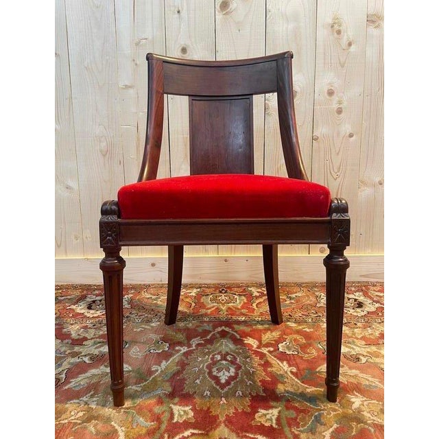 Traditional Louis XVI Empire Gondola Chairs in Mahogany, Set of 6 For Sale - Image 3 of 10