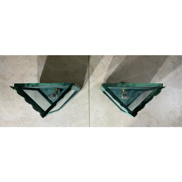 Pair of Artistic Vintage Patinated Metal Wall Lantern Sconces For Sale - Image 12 of 16
