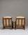 Pair of 1970s French Chestnut Brown Brutalist Oak Upholstered Armchairs For Sale - Image 13 of 15