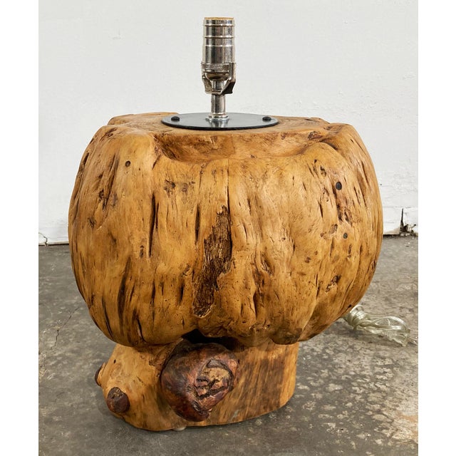 Vintage Knotty Burled Wood Table Lamps, a Pair For Sale - Image 4 of 15
